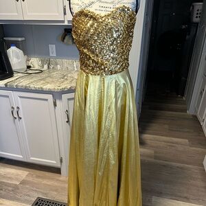 Gold Sequin and Satin Gown